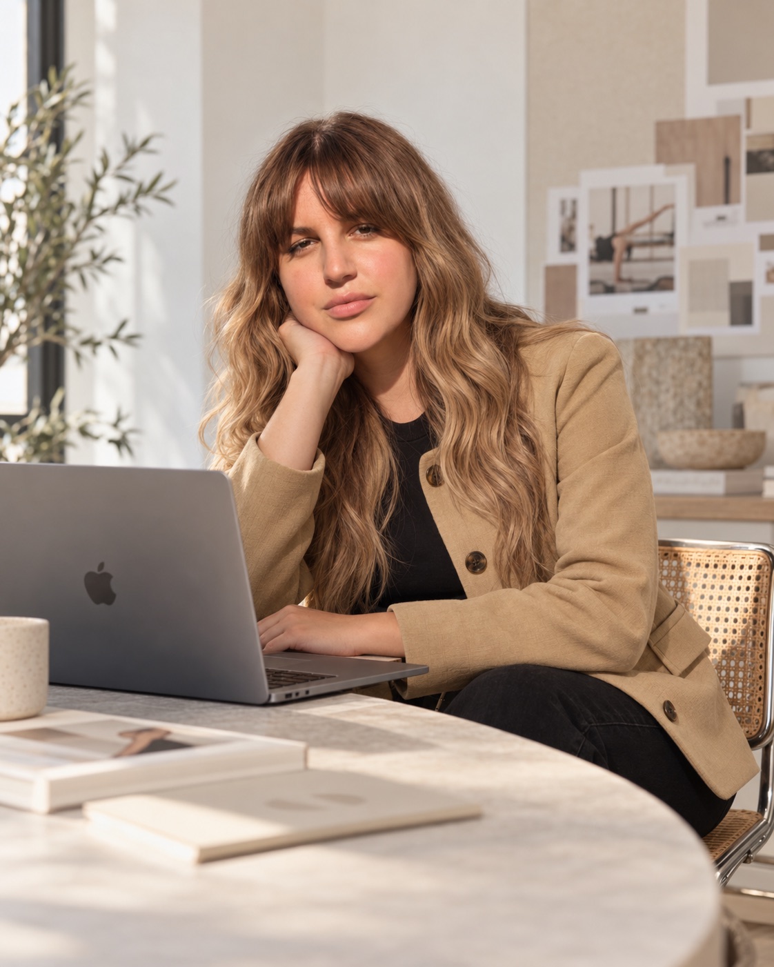 Jessa Black with a MacBook Pro, author of the San Diego Pilates studio web design guide